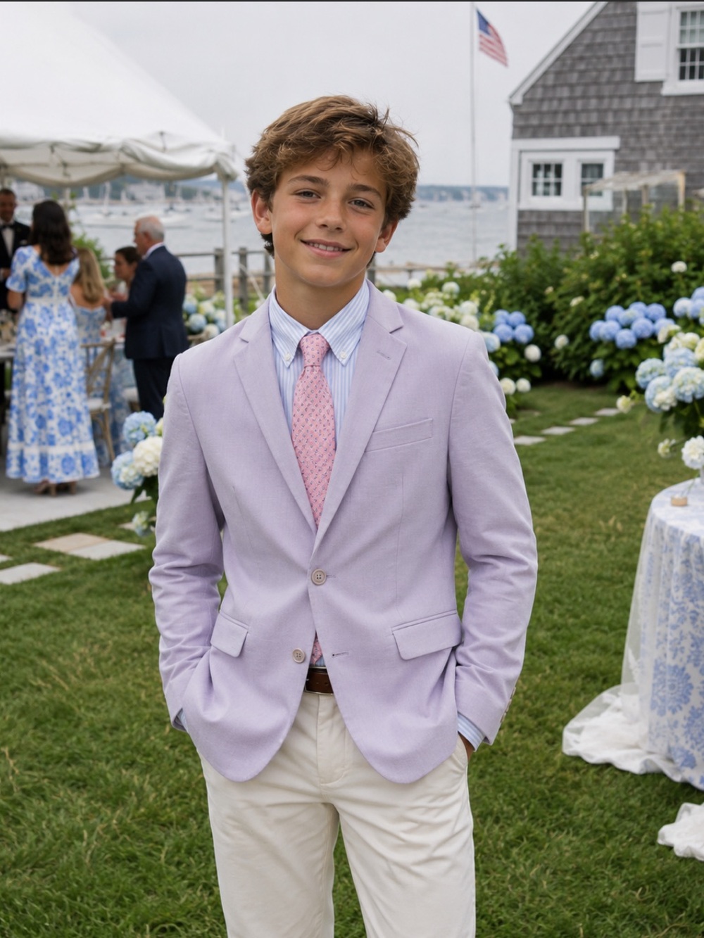 NWT Calvin Klein Boys Lavender Slim-Fit Suit Jacket Blazer Preppy Wedding Formal
